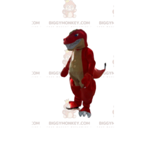 Grymt utseende röd dinosaurie BIGGYMONKEY™ maskotdräkt