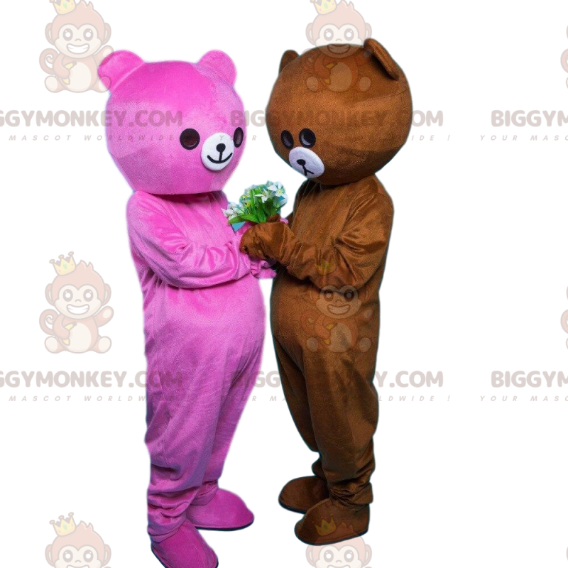 2 Bärenmaskottchen BIGGYMONKEY™s, ein rosa und ein brauner, ein