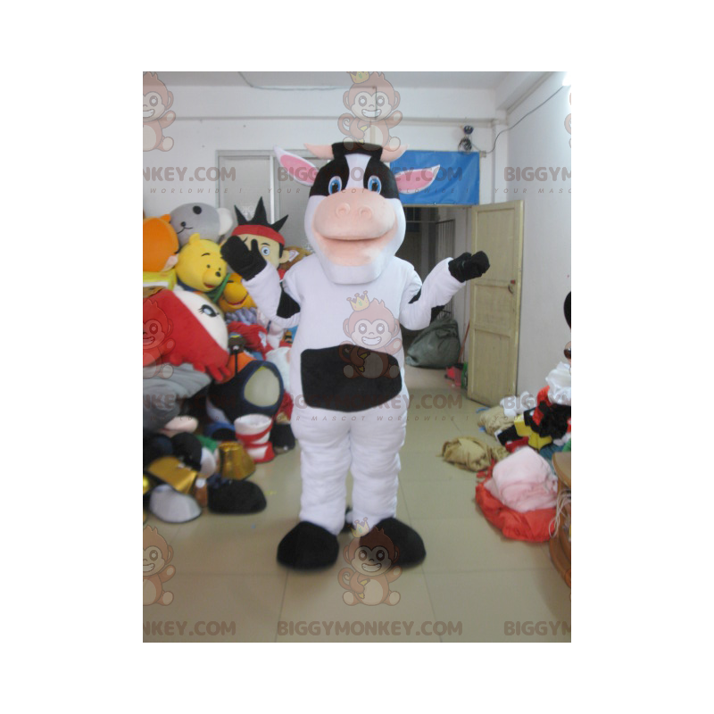 Costume da mascotte BIGGYMONKEY™ da mucca bianca e nera -