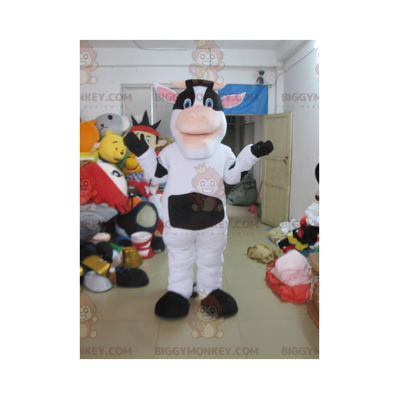 Weiße und schwarze Kuh BIGGYMONKEY™ Maskottchen-Kostüm -