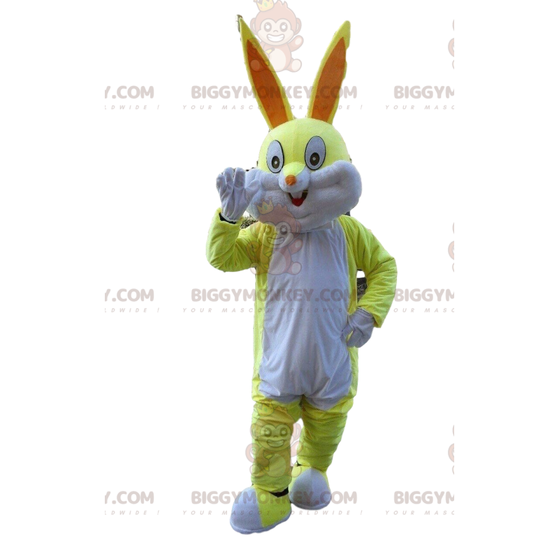 Disfraz de mascota BIGGYMONKEY™ conejo amarillo y blanco