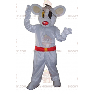 Witte muis BIGGYMONKEY™ mascottekostuum verkleed als piraat