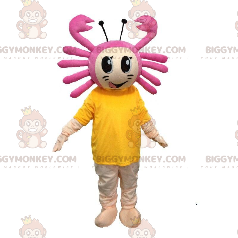 BIGGYMONKEY™ maskot kostume pige med en krabbe på hovedet, hav