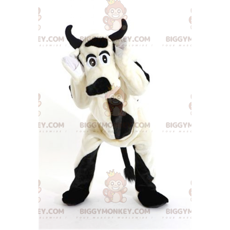 Hunde hvid og sort ko BIGGYMONKEY™ maskot kostume -