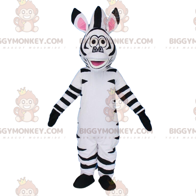 Costume de mascotte BIGGYMONKEY™ de Marty, le zèbre du dessin