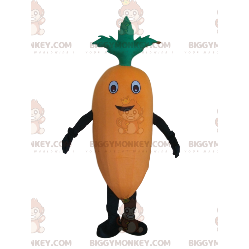 Giant orange carrot BIGGYMONKEY™ mascot costume, vegetable