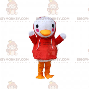 BIGGYMONKEY™ mascottekostuum van witte vogel met rood