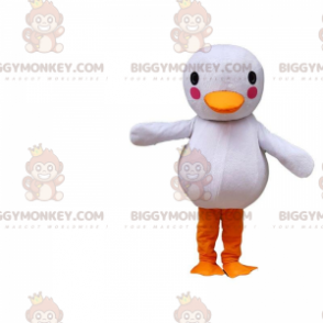 BIGGYMONKEY™ mascot costume of white bird with red sweatshirt