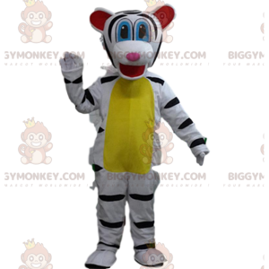 BIGGYMONKEY™ costume mascotte di tigre bianca e nera, costume