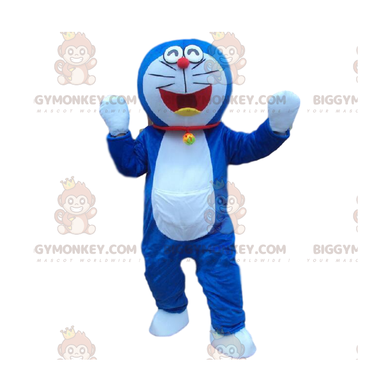 BIGGYMONKEY™ maskotdräkt av Doraemon, berömd manga blå och vit