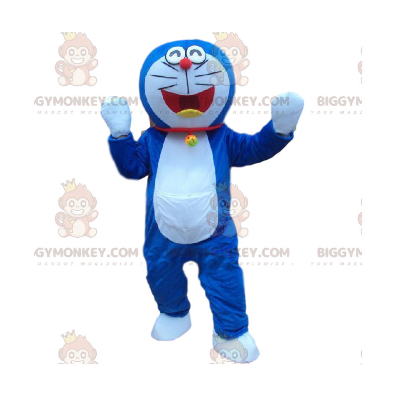 Στολή μασκότ BIGGYMONKEY™ Doraemon, διάσημη μπλε και λευκή γάτα