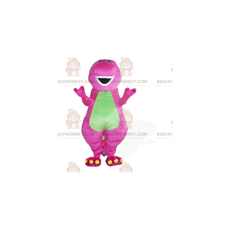 Costume da mascotte drago rosa e verde BIGGYMONKEY™ -