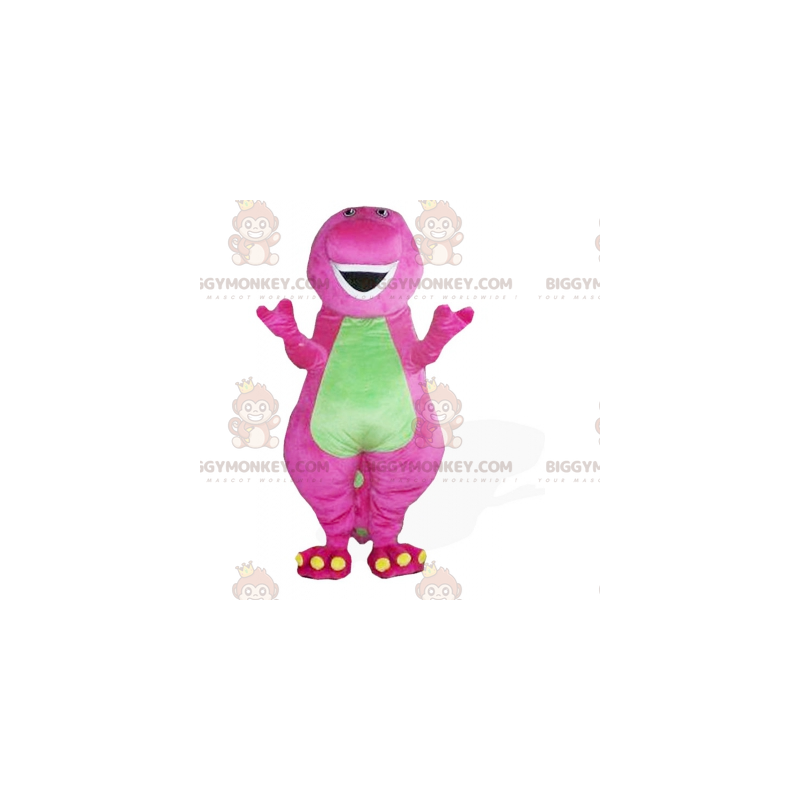 Traje de mascote BIGGYMONKEY™ de dragão rosa e verde –