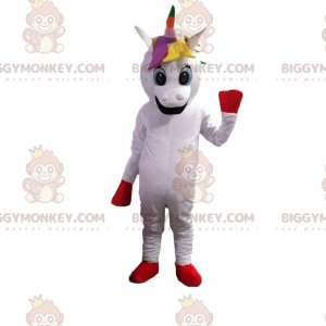 Smiling unicorn BIGGYMONKEY™ mascot costume, colorful fairy