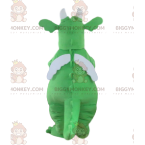 BIGGYMONKEY™ costume da mascotte drago verde e bianco, costume