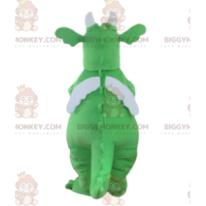 BIGGYMONKEY™ mascottekostuum groene en witte draak, reuze