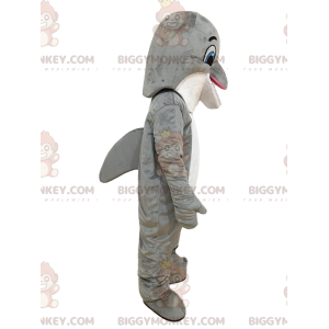 BIGGYMONKEY™ maskotkostume grå og hvid delfin, havkostume -