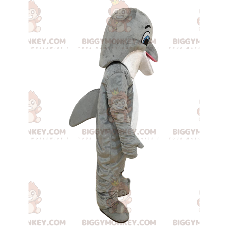 Disfraz de mascota BIGGYMONKEY™ delfín gris y blanco, disfraz