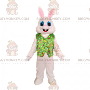 Hvid kanin BIGGYMONKEY™ maskotkostume med vest, festligt