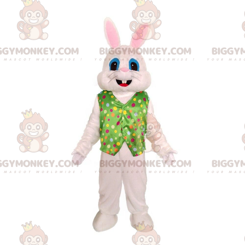 Costume da mascotte BIGGYMONKEY™ da coniglio bianco con gilet