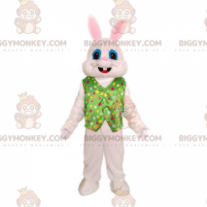 Weißer Hase BIGGYMONKEY™ Maskottchen-Kostüm mit Weste