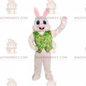 Costume da mascotte BIGGYMONKEY™ da coniglio bianco con gilet