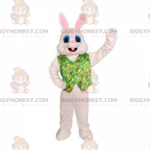Weißer Hase BIGGYMONKEY™ Maskottchen-Kostüm mit Weste