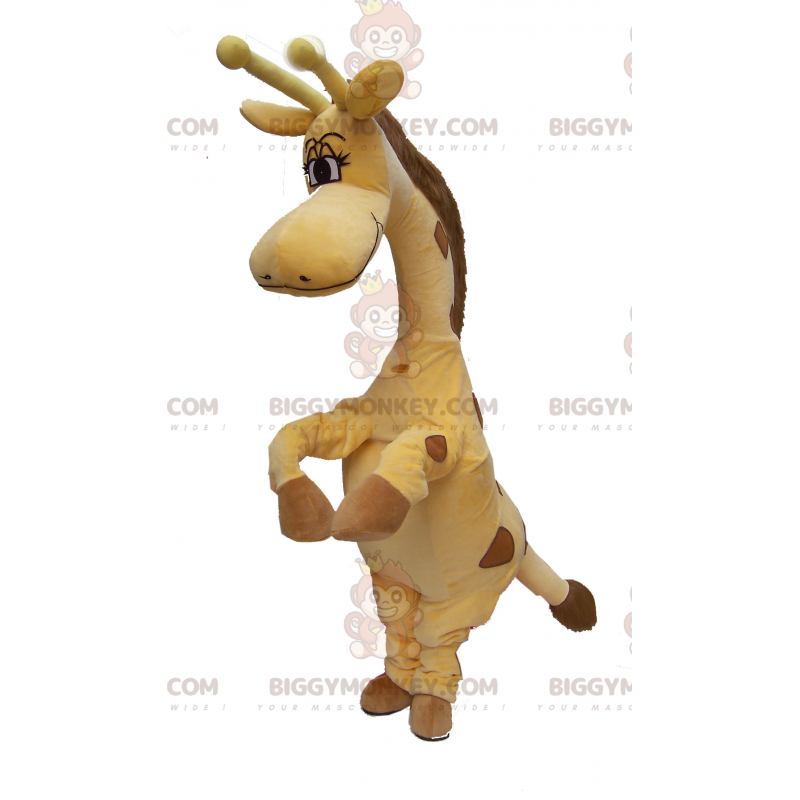 Costume de mascotte BIGGYMONKEY™ de girafe jaune et marron -