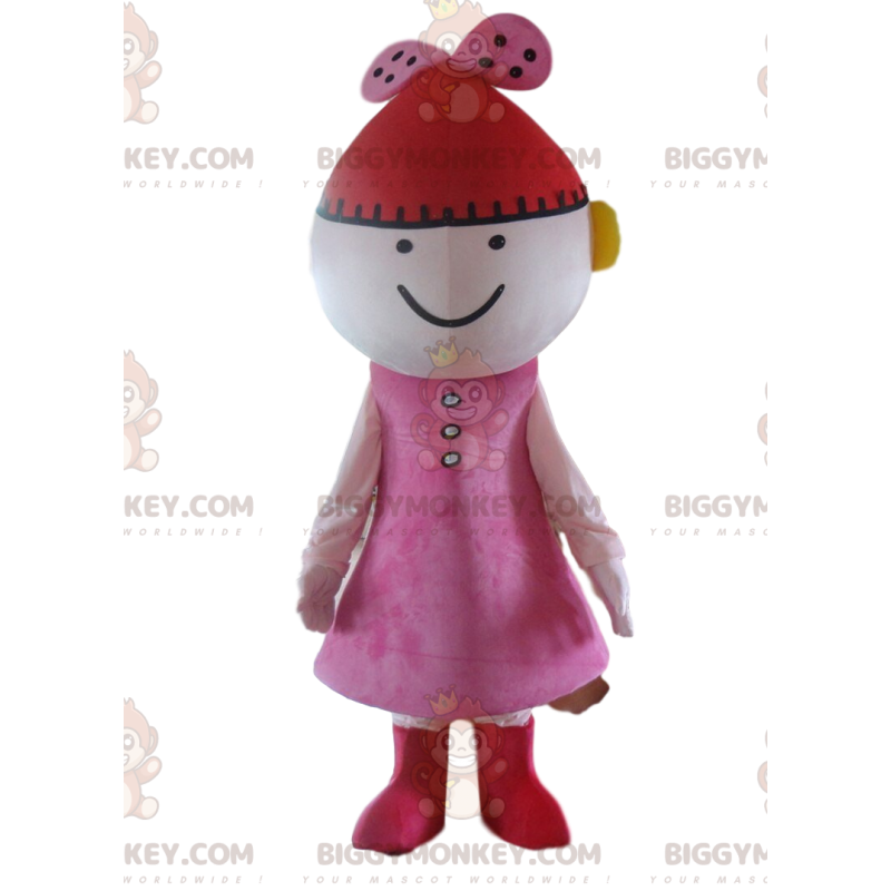 Dukke BIGGYMONKEY™ maskotkostume, pink babydukkekostume med rød