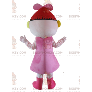 Dukke BIGGYMONKEY™ maskotkostume, pink babydukkekostume med rød