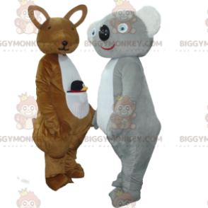 2 Maskottchen von BIGGYMONKEY™, ein braunes Känguru und ein