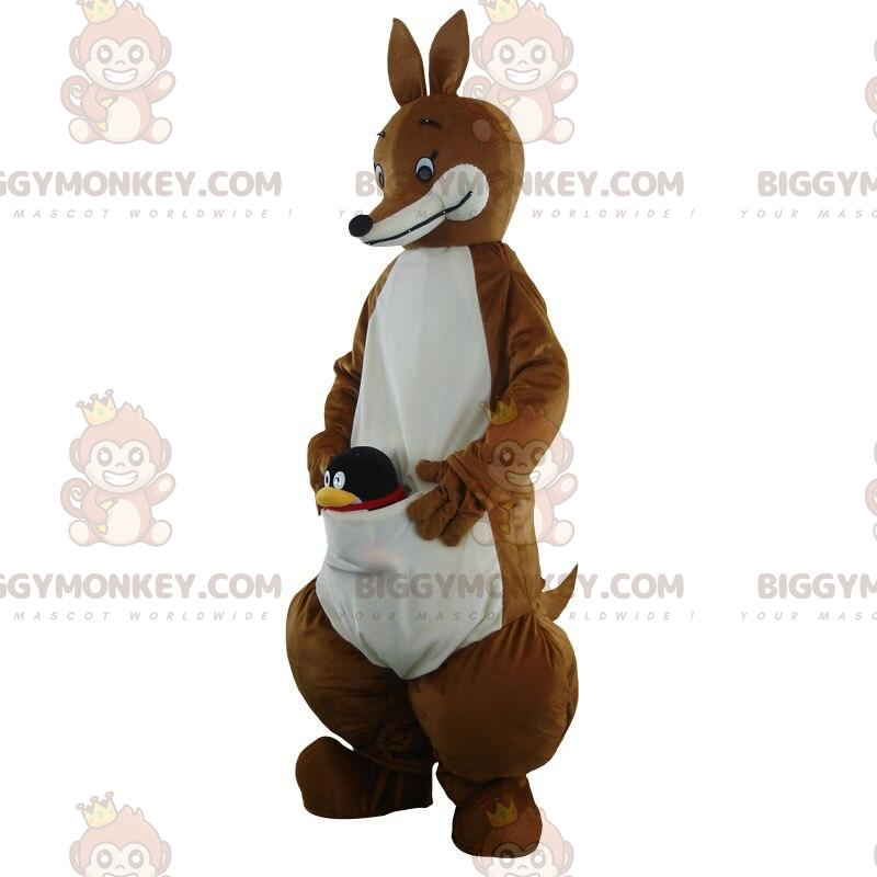 BIGGYMONKEY™ Brown and White Kangaroo Mascot Costume Animal