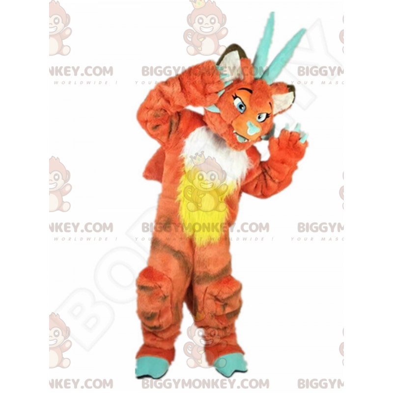 Costume de mascotte BIGGYMONKEY™ de dragon orange, costume de