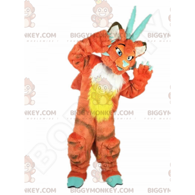 Orange dragon BIGGYMONKEY™ mascot costume, orange creature
