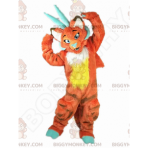 Costume de mascotte BIGGYMONKEY™ de dragon orange, costume de