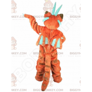 Orange drake BIGGYMONKEY™ maskotdräkt, orange varelsekostym -