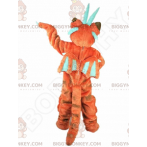 Orange drake BIGGYMONKEY™ maskotdräkt, orange varelsekostym -