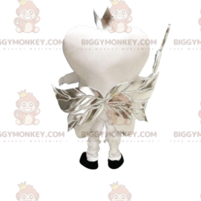 BIGGYMONKEY™ Maskotdräkt Vit tand med silvervingar, jättetand -