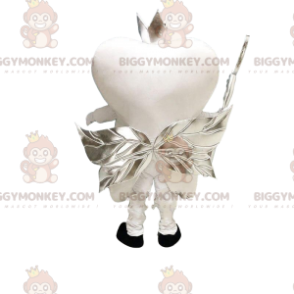 Kostým maskota BIGGYMONKEY™ White Tooth se stříbrnými křídly