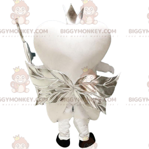 BIGGYMONKEY™ Mascottekostuum Witte tand met zilveren vleugels