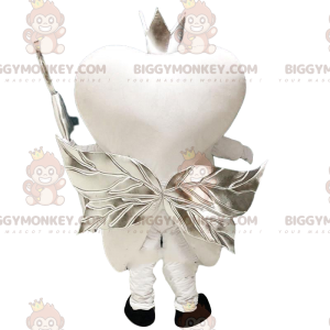 Traje de mascote BIGGYMONKEY™ Dente branco com asas de prata