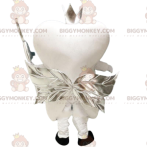 BIGGYMONKEY™ maskottiasu, valkoinen hammas hopeisilla