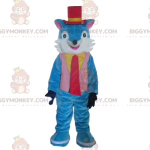 Costume mascotte BIGGYMONKEY™ volpe blu e bianca molto