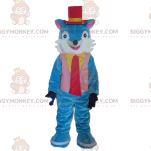 Very stylish blue and white fox BIGGYMONKEY™ mascot costume