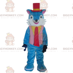 Fato de mascote BIGGYMONKEY™ de raposa azul e branca muito