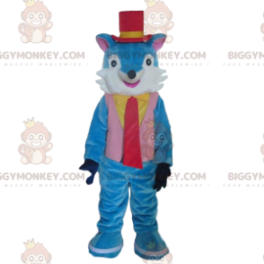 Very stylish blue and white fox BIGGYMONKEY™ mascot costume