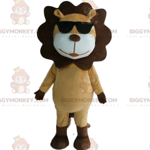 BIGGYMONKEY™ maskottiasu ruskeasta ja ruskeasta leijonasta