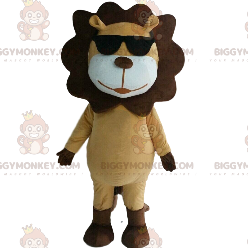 Traje de mascote BIGGYMONKEY™ de leão bronzeado e marrom com