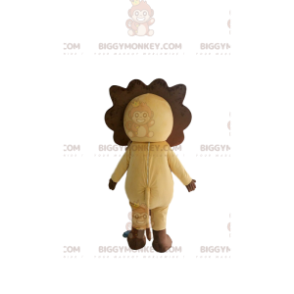 Costume de mascotte BIGGYMONKEY™ de lion beige et marron avec