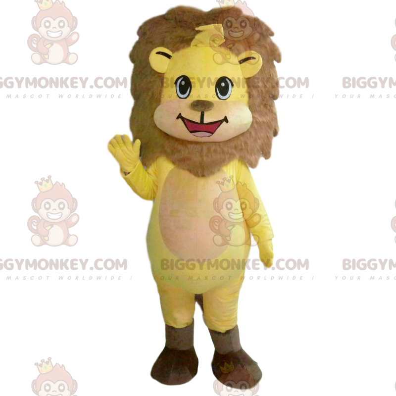 BIGGYMONKEY™ Maskottchenkostüm, gelbes und braunes Löwenjunges